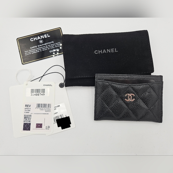 Chanel Interlocking CC Logo Classic Card Holder black caviar EUC - Picture 2 of 6